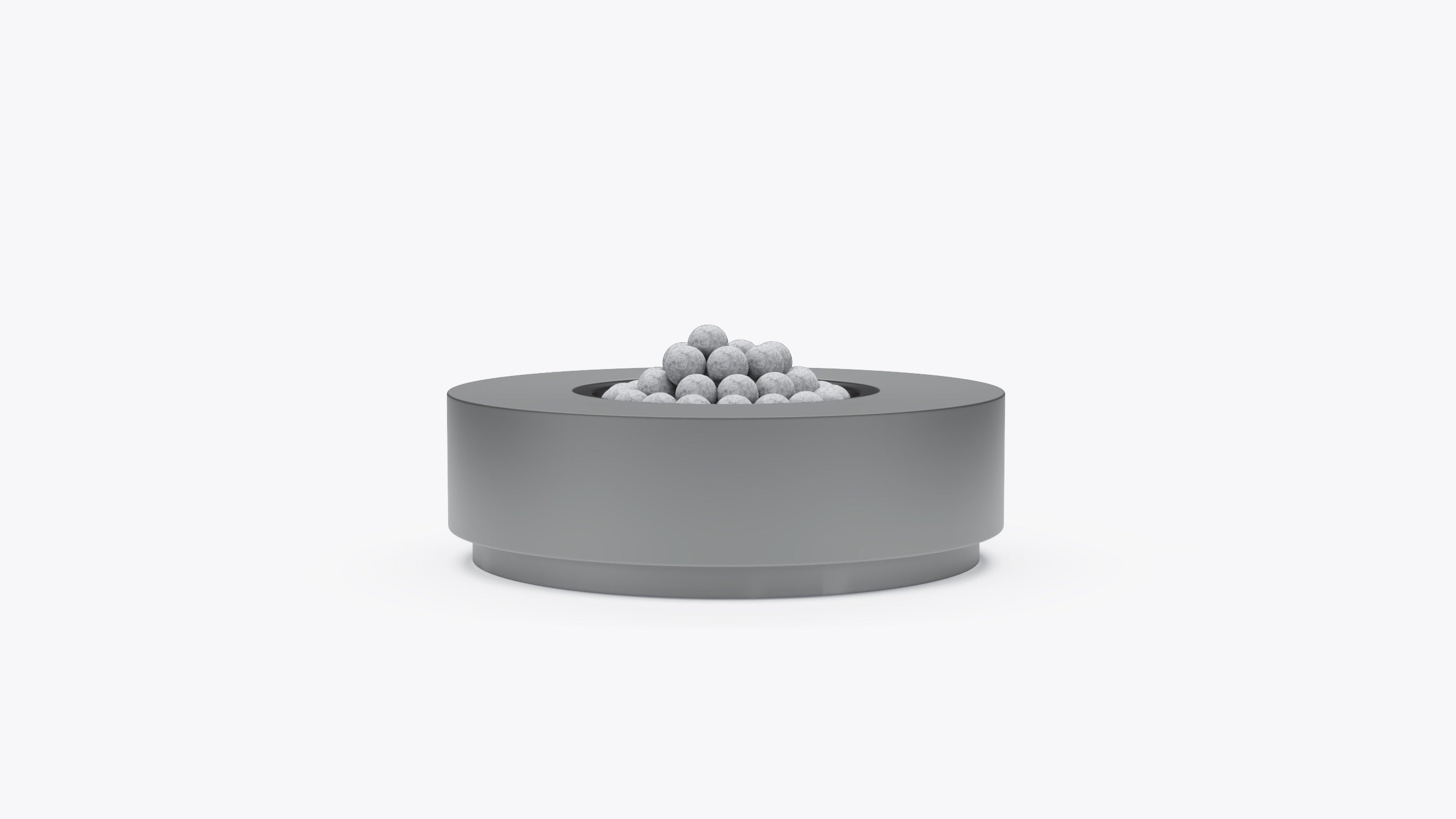 Table ronde en béton avec foyer