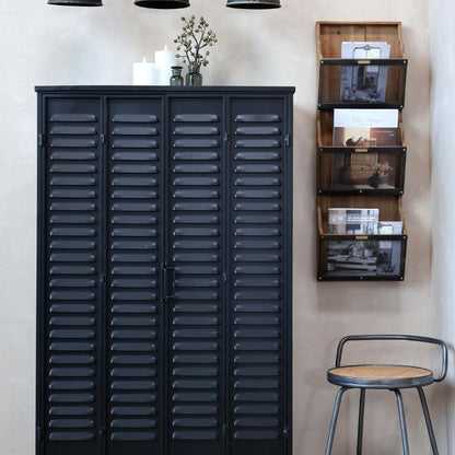 Porte-revues rustique en bois à 3 compartiments