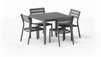 Table à manger carrée d'extérieur en aluminium + 4 chaises sans accoudoirs 595