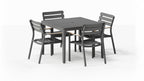 Table à manger carrée d'extérieur en aluminium + 4 fauteuils 595