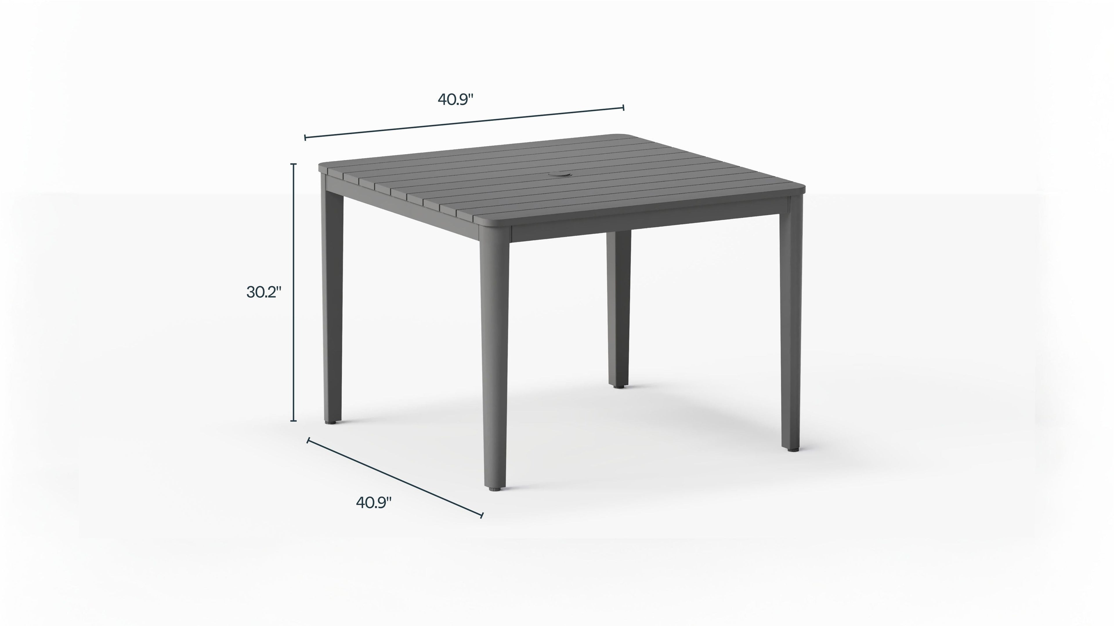 Table à manger carrée d'extérieur en aluminium