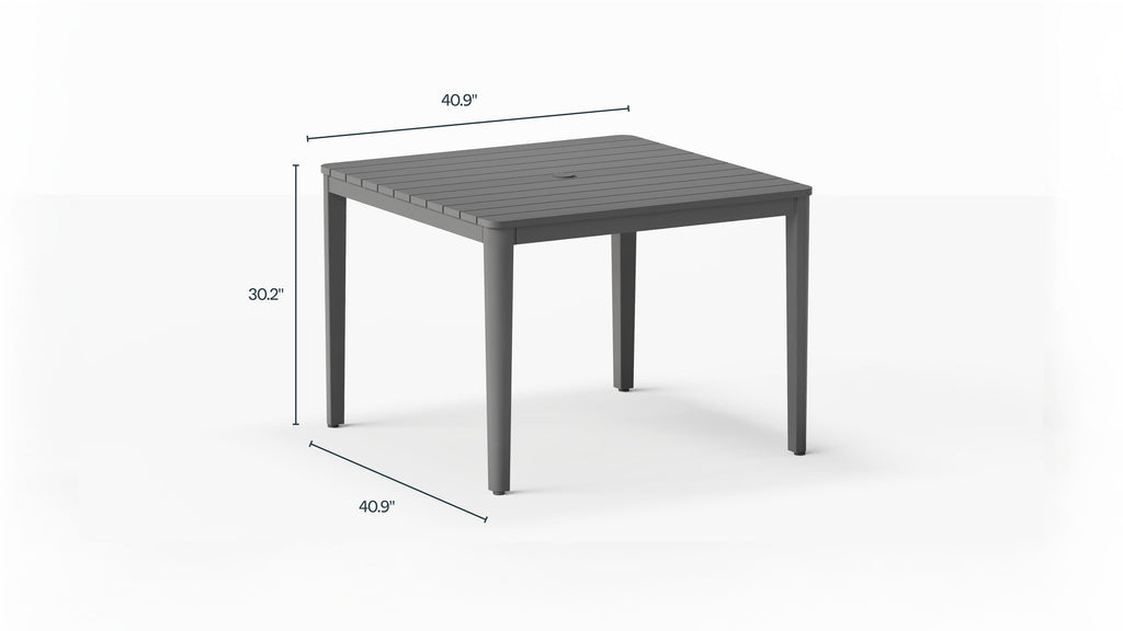 Table à manger carrée d'extérieur en aluminium + 4 chaises de réalisateur en aluminium