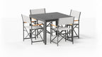 Table à manger carrée d'extérieur en aluminium + 4 chaises de réalisateur en aluminium
