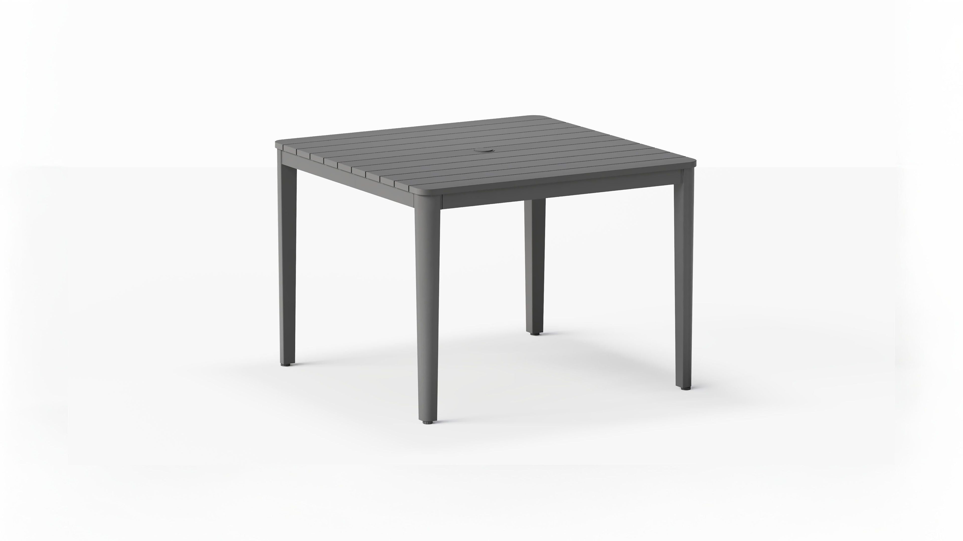 Table à manger carrée d'extérieur en aluminium