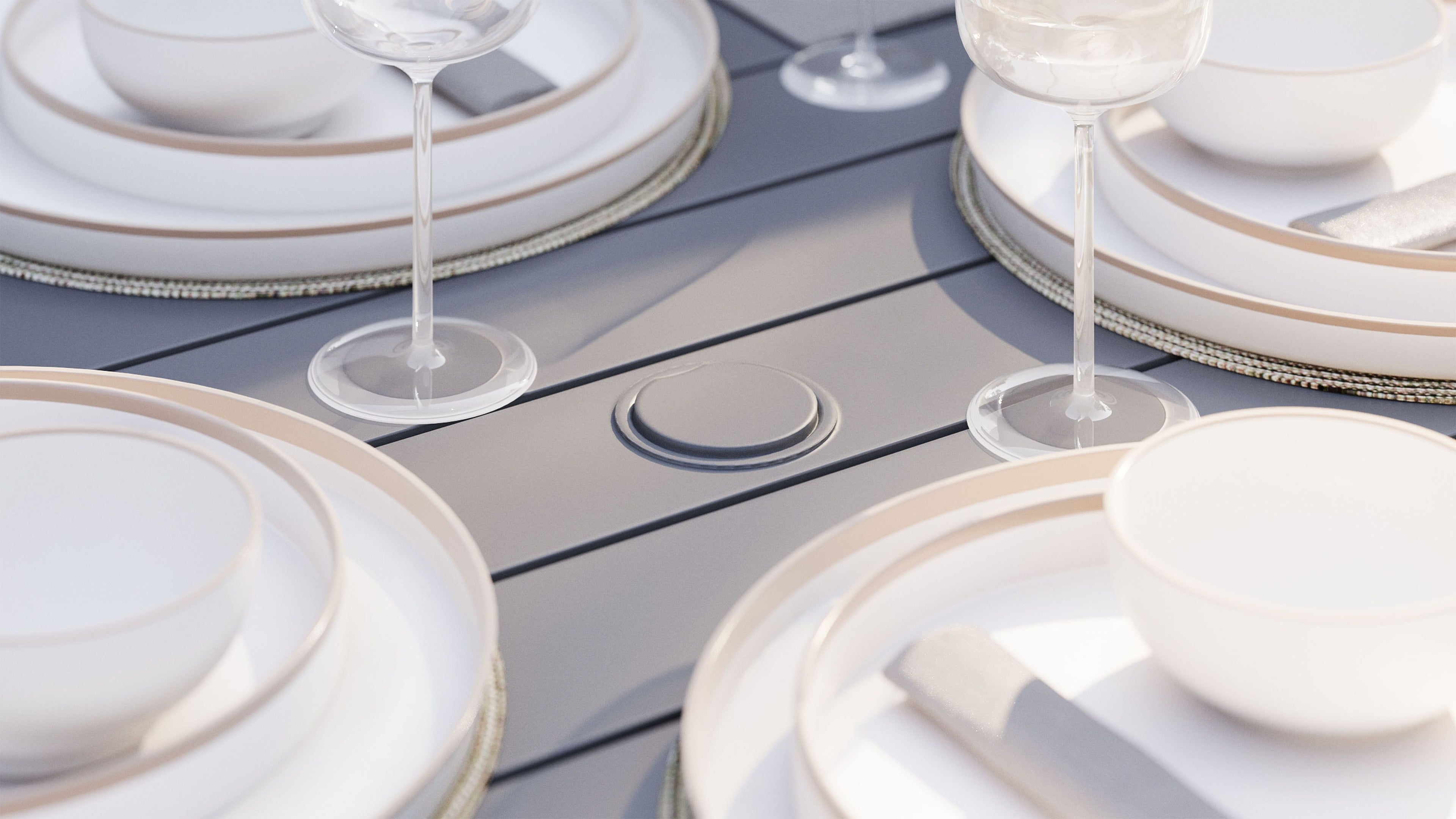 Table à manger carrée d'extérieur en aluminium + 4 fauteuils 595