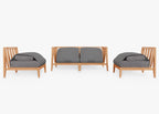 Canapé d'extérieur en teck avec fauteuils sans accoudoirs - 4 places