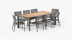 Table à manger extensible d'extérieur en teck et aluminium + 8 fauteuils 595