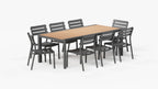 Table à manger extensible d'extérieur en teck et aluminium + 8 chaises sans accoudoirs 595
