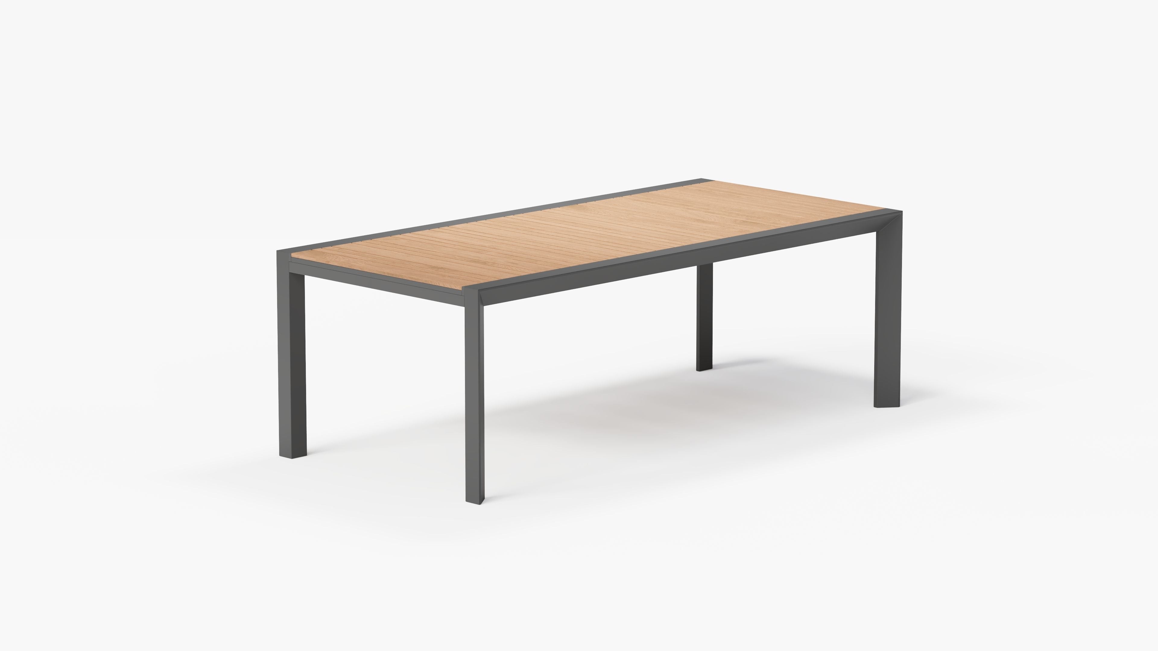 Table à manger extensible d'extérieur en teck et aluminium