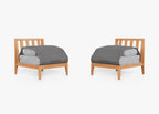 Ensemble de conversation d'extérieur en teck avec chaises sans accoudoirs
