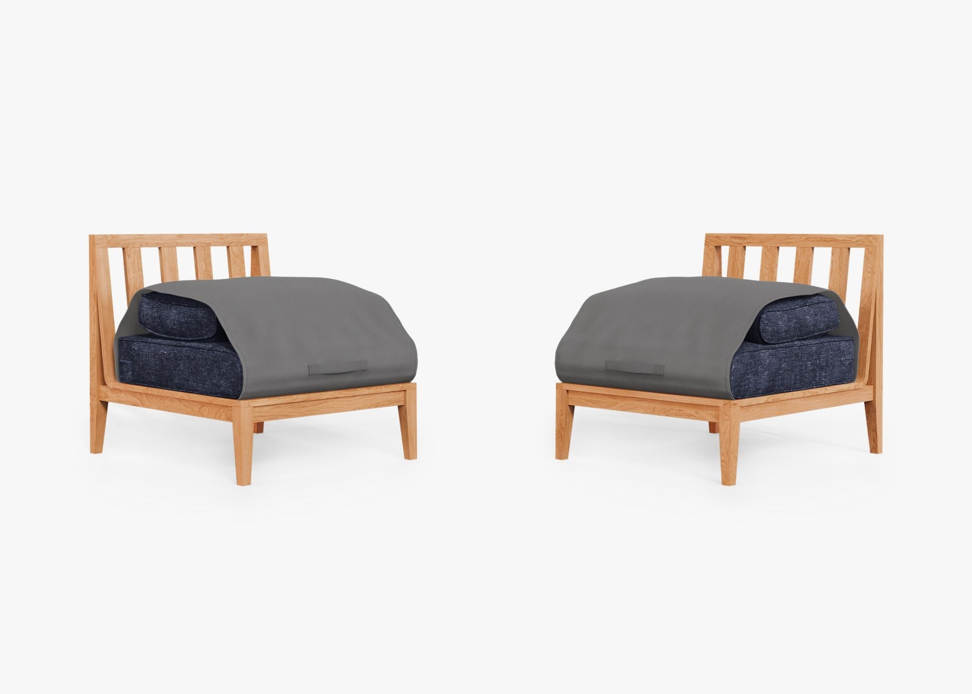 Ensemble de conversation d'extérieur en teck avec chaises sans accoudoirs