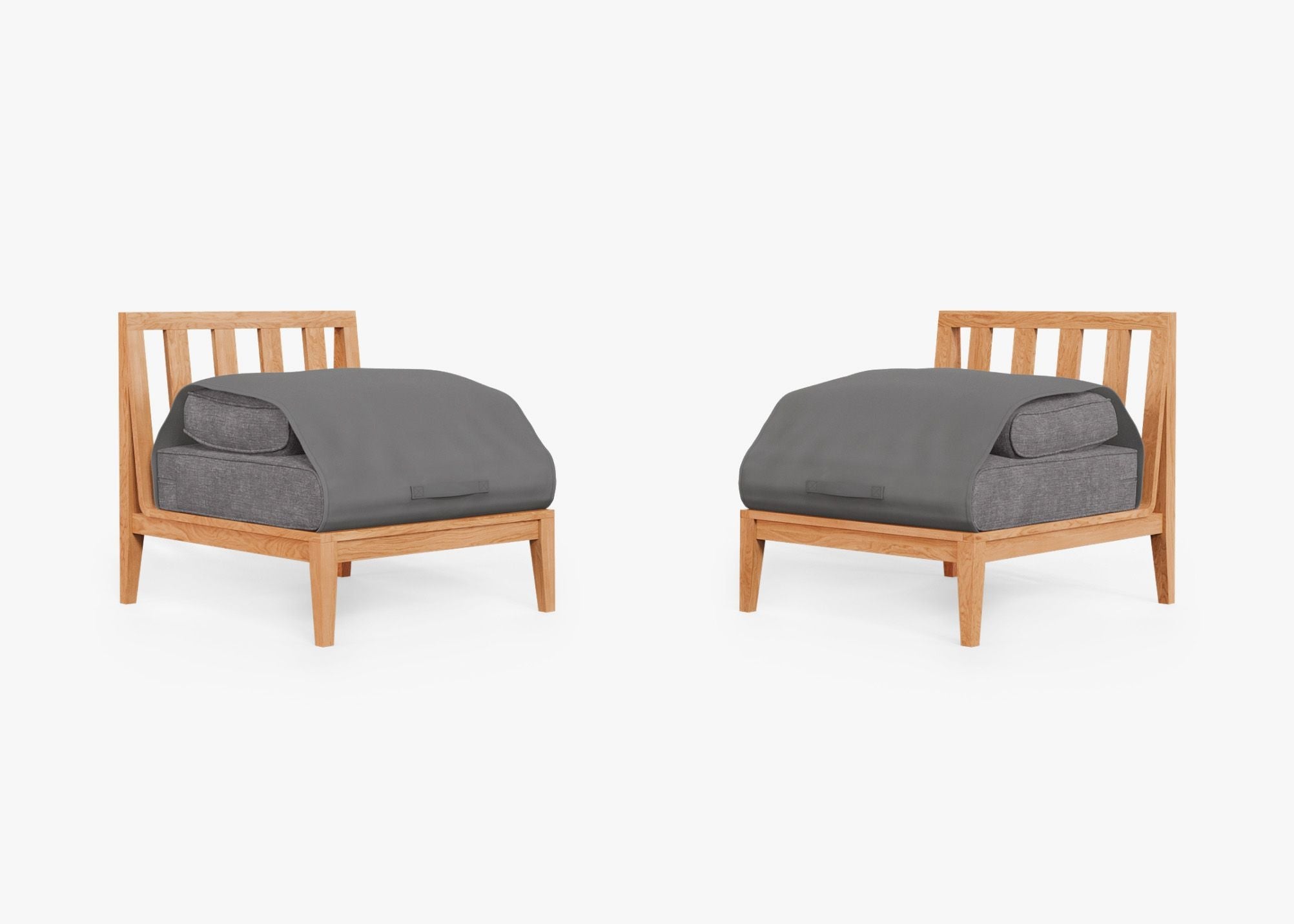 Ensemble de conversation d'extérieur en teck avec chaises sans accoudoirs