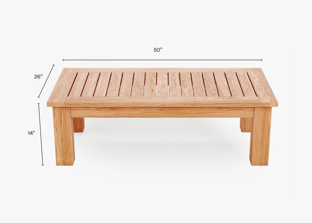 Table basse d'extérieur en teck - Pied carré