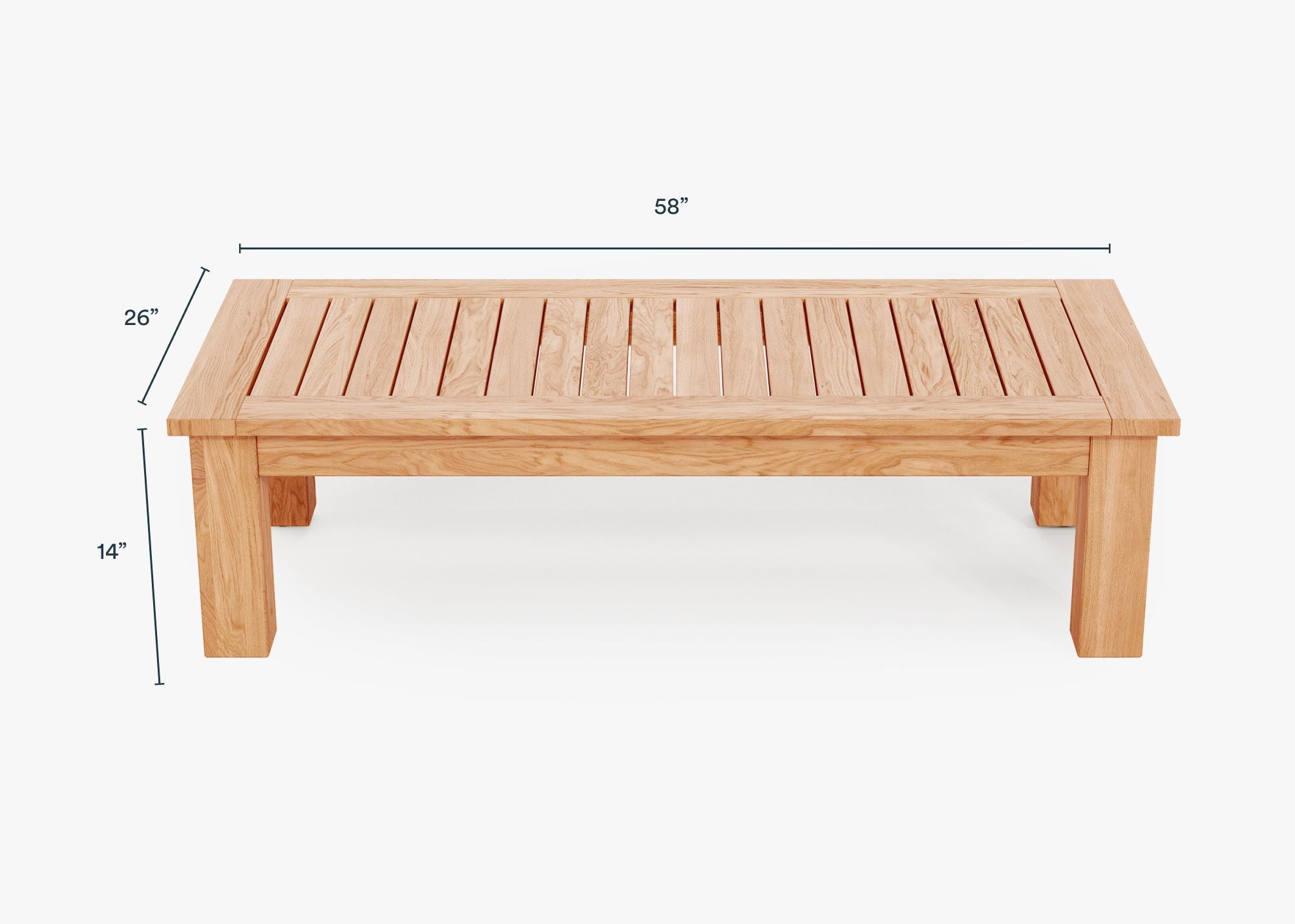 Table basse d'extérieur en teck - Pied carré