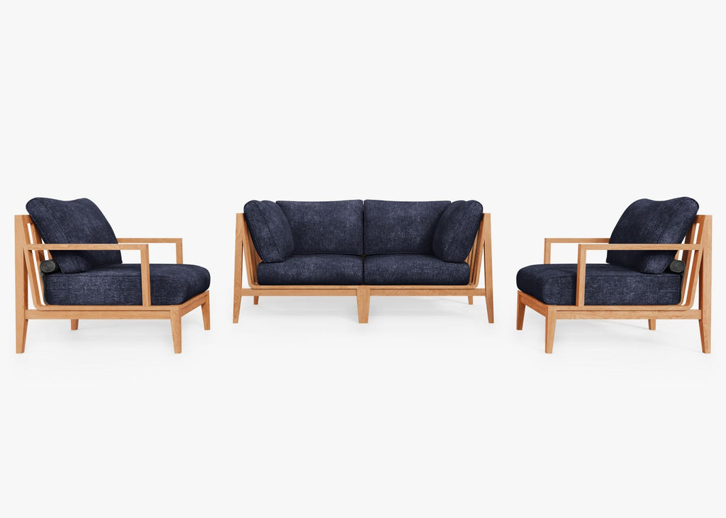 Canapé d'extérieur en teck avec fauteuils - 4 places