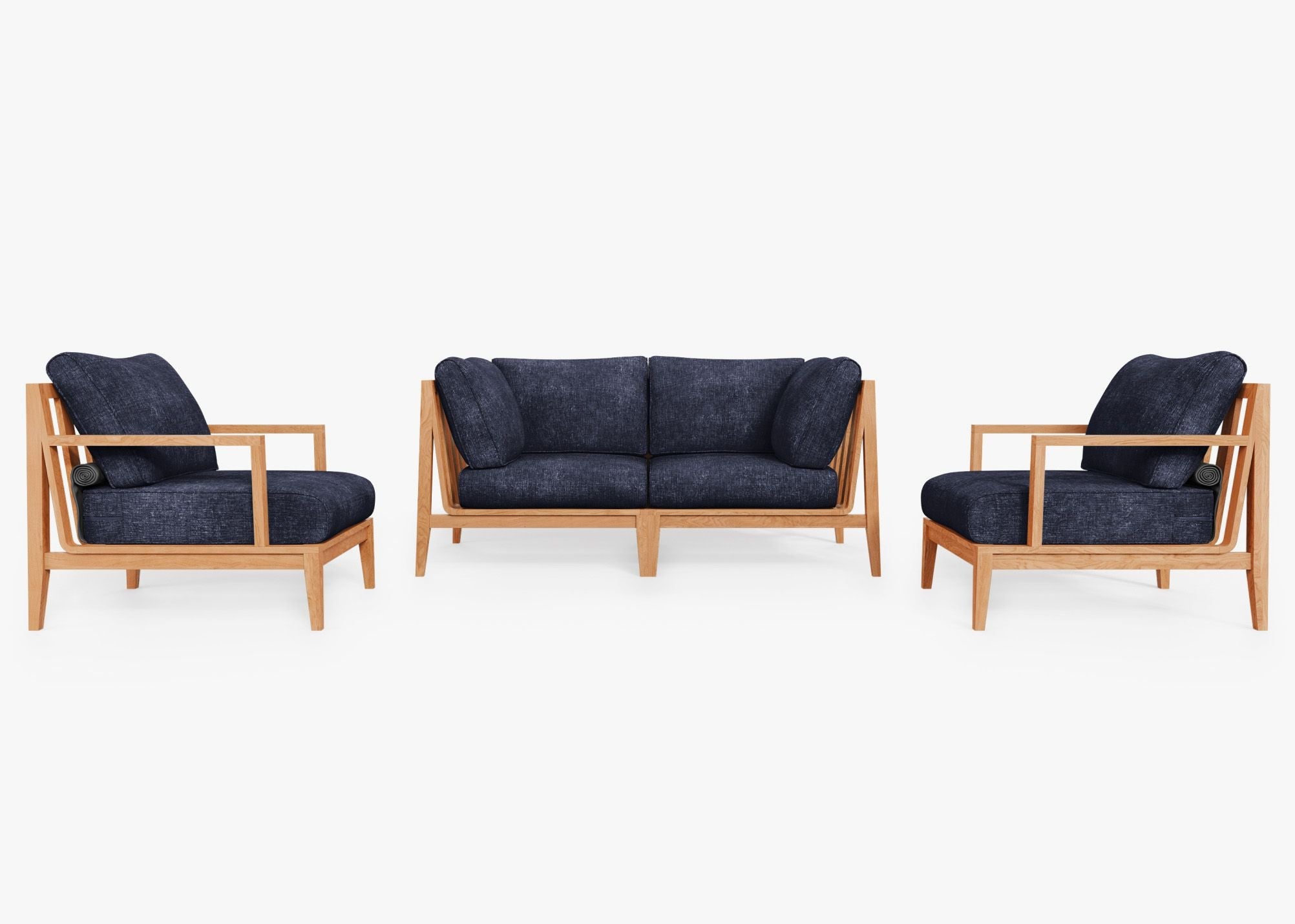 Canapé d'extérieur en teck avec fauteuils - 4 places