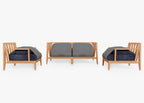 Canapé d'extérieur en teck avec fauteuils - 4 places