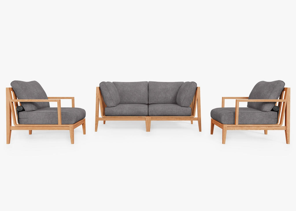 Canapé d'extérieur en teck avec fauteuils - 4 places