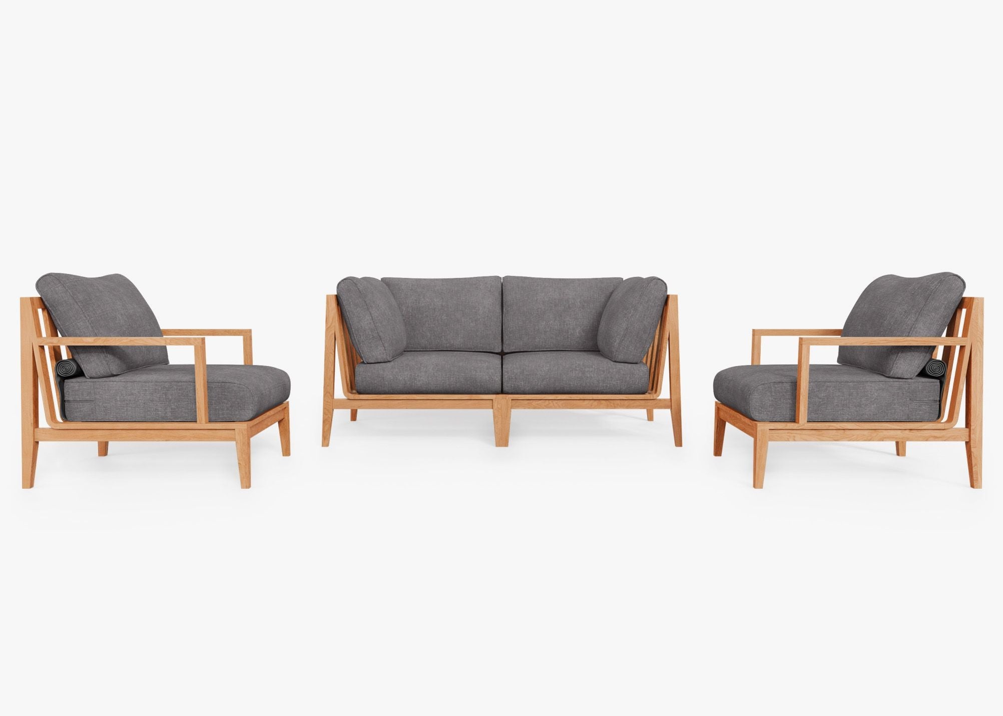 Canapé d'extérieur en teck avec fauteuils - 4 places