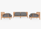 Canapé d'extérieur en teck avec fauteuils - 4 places