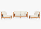 Canapé d'extérieur en teck avec fauteuils sans accoudoirs - 4 places