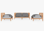 Canapé d'extérieur en teck avec fauteuils sans accoudoirs - 4 places