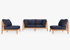 Canapé d'extérieur en teck avec fauteuils sans accoudoirs - 4 places