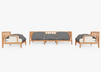 Canapé d'extérieur en teck avec fauteuils - 5 places
