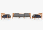 Canapé d'extérieur en teck avec fauteuils - 5 places