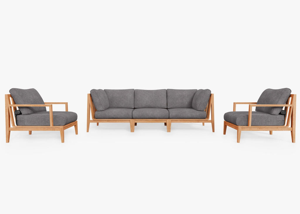Canapé d'extérieur en teck avec fauteuils - 5 places