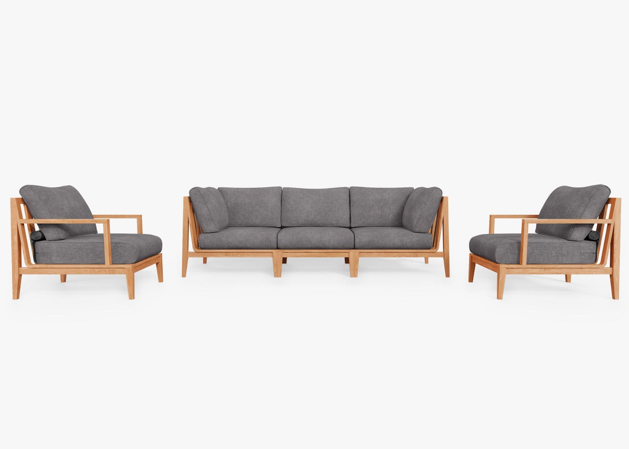 Canapé d'extérieur en teck avec fauteuils - 5 places