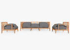 Canapé d'extérieur en teck avec fauteuils - 5 places