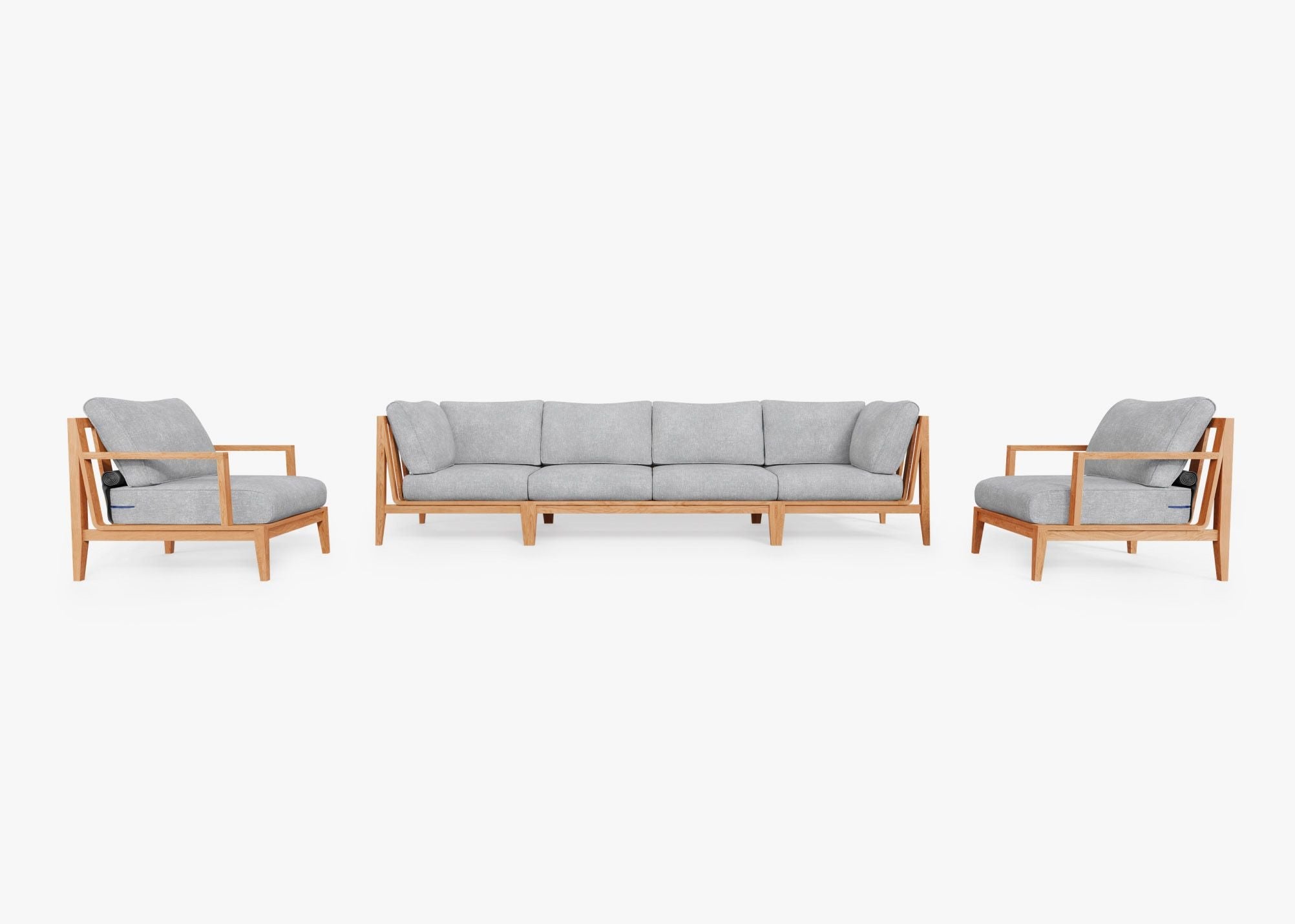 Canapé d'extérieur en teck avec fauteuils - 6 places