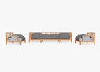 Canapé d'extérieur en teck avec fauteuils - 6 places