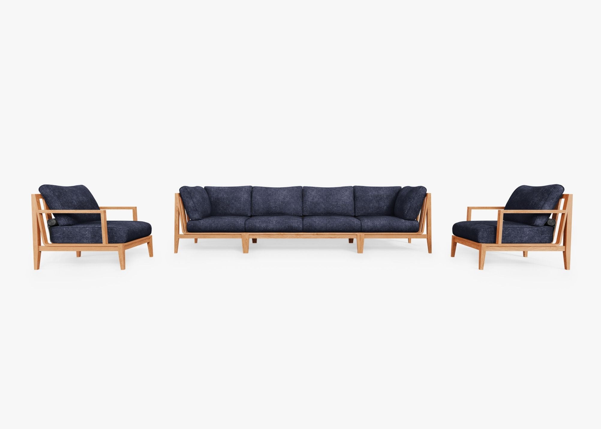 Canapé d'extérieur en teck avec fauteuils - 6 places