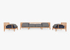 Canapé d'extérieur en teck avec fauteuils - 6 places