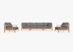 Canapé d'extérieur en teck avec fauteuils - 6 places