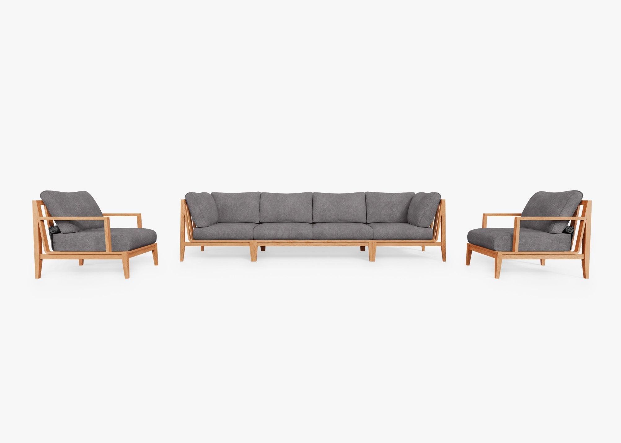 Canapé d'extérieur en teck avec fauteuils - 6 places