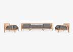 Canapé d'extérieur en teck avec fauteuils - 6 places