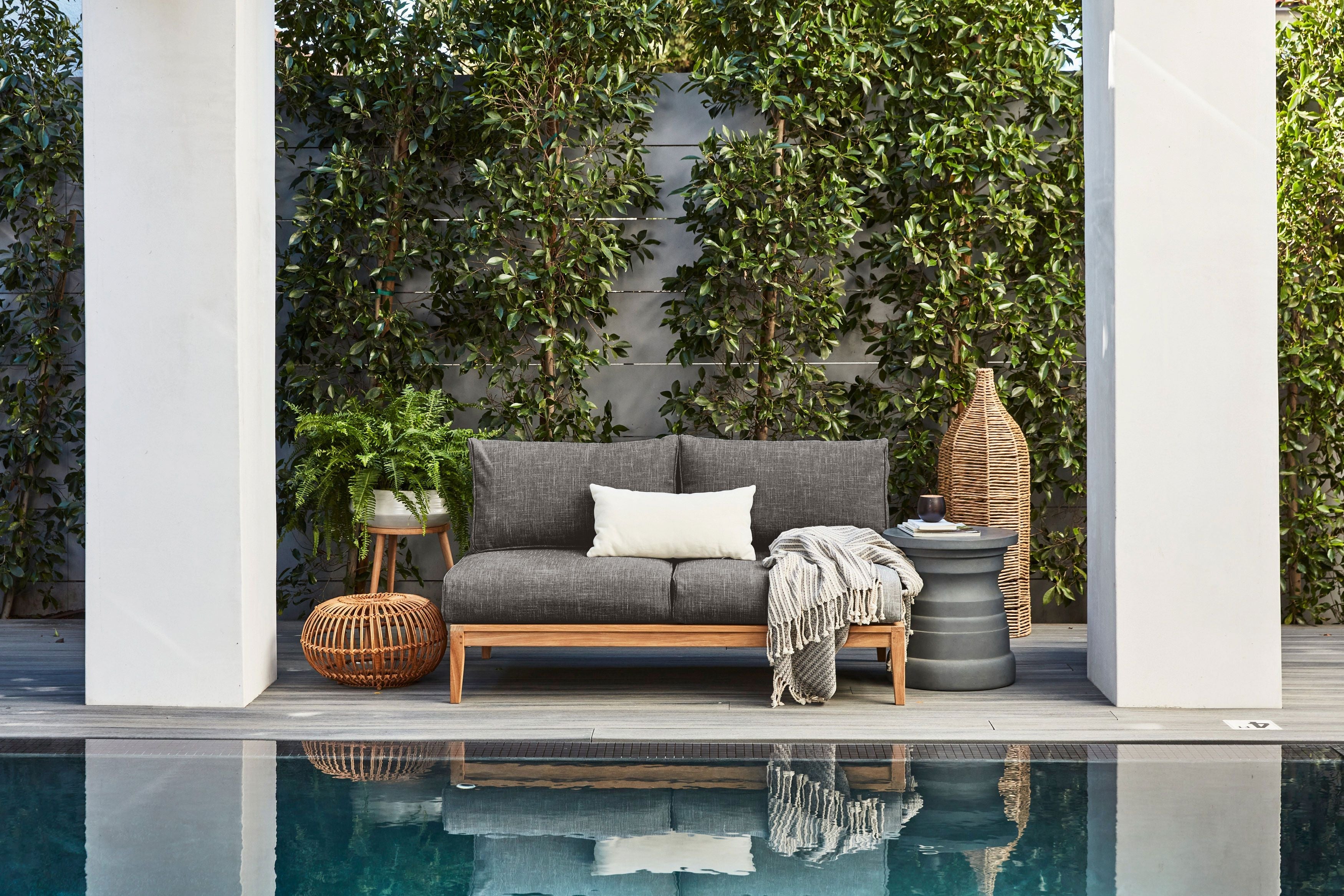 Canapé d'extérieur en teck avec fauteuils - 5 places