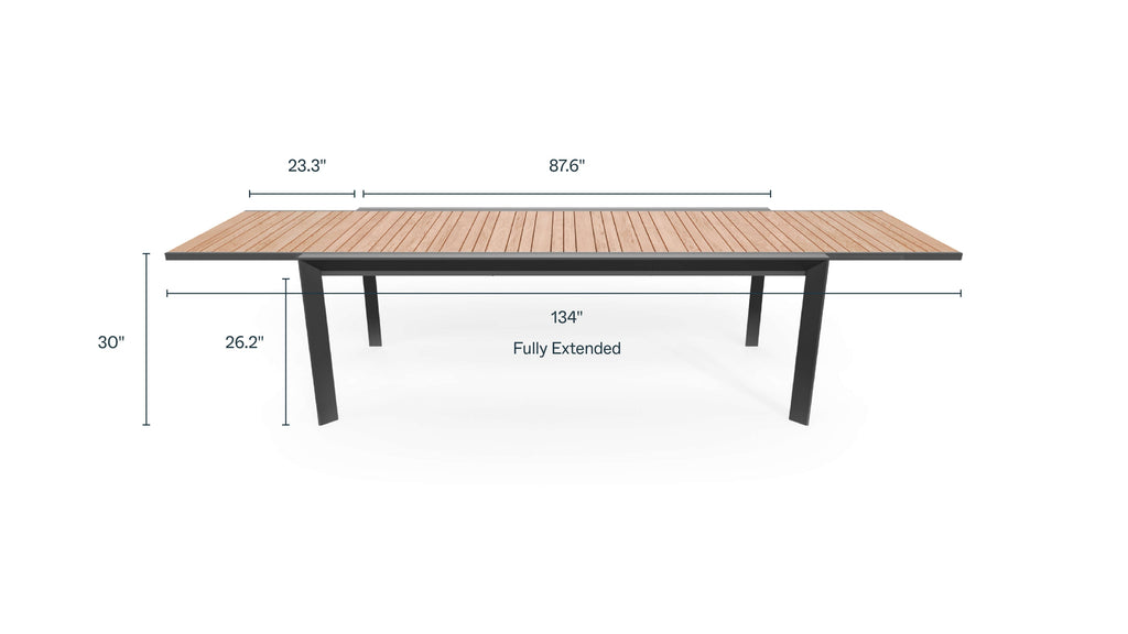 Table à manger extensible d'extérieur en teck et aluminium + 10 fauteuils 595