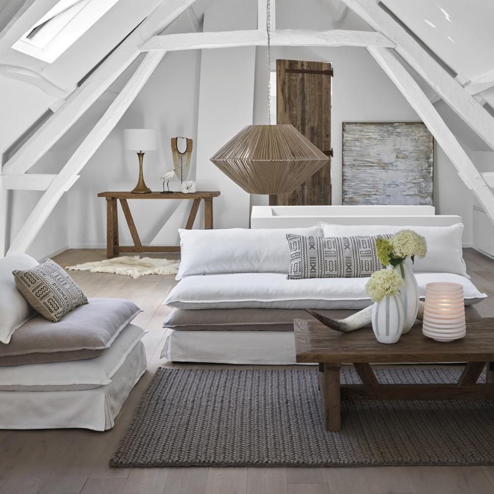 Canapé Theo - Blanc et gris - 220 cm