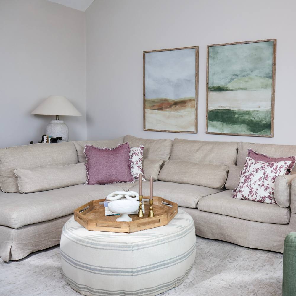 Coussin en lin prune lavé