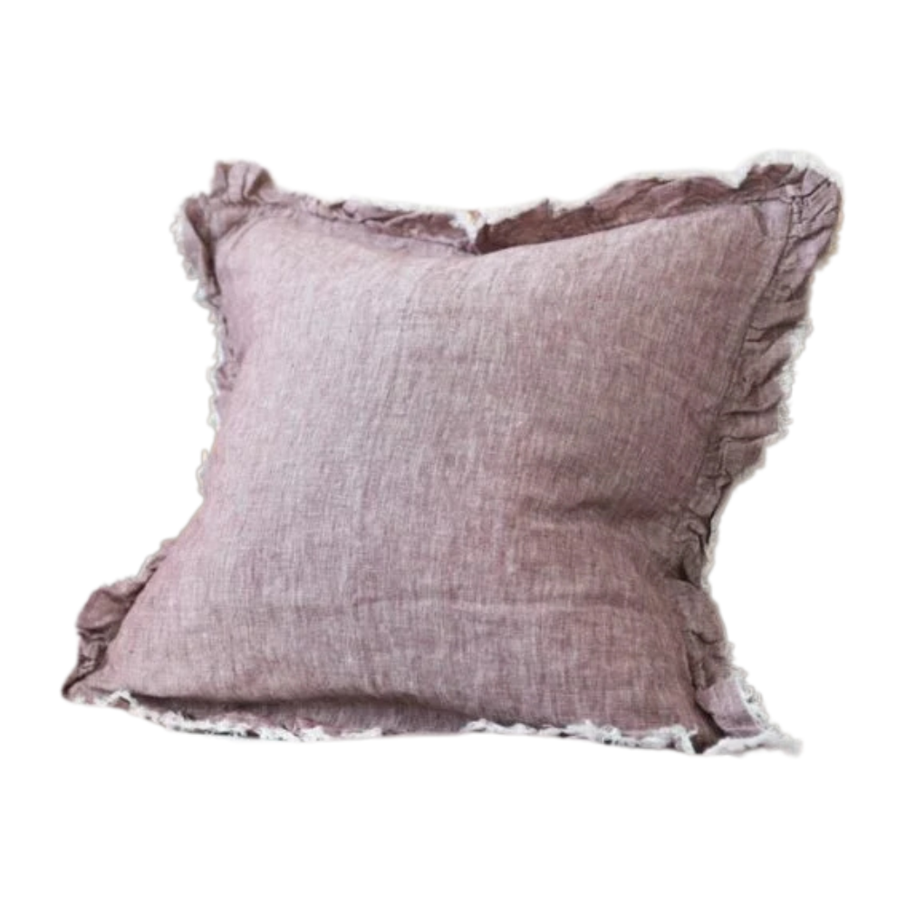 Coussin en lin prune lavé