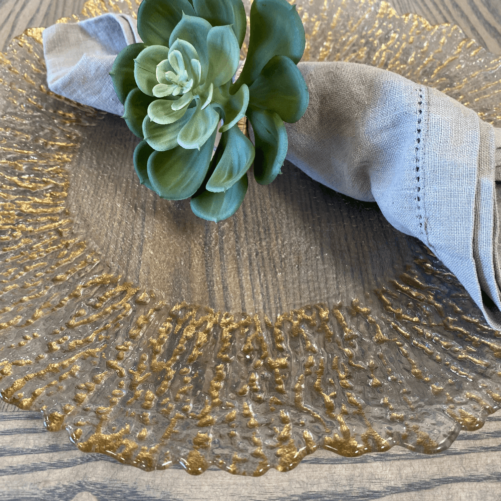 Chargeur en verre à bordure dorée