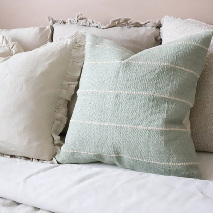 Coussin à rayures vert sauge