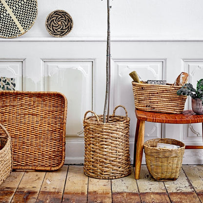 Plateau en rotin Evaleen - Lot de deux