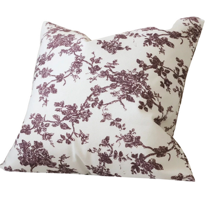 Coussin imprimé prune