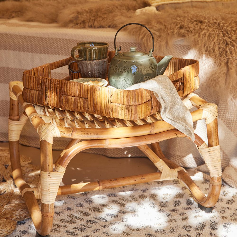 Plateau en rotin Evaleen - Lot de deux