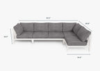 Canapé d'extérieur sectionnel en aluminium blanc - 5 places